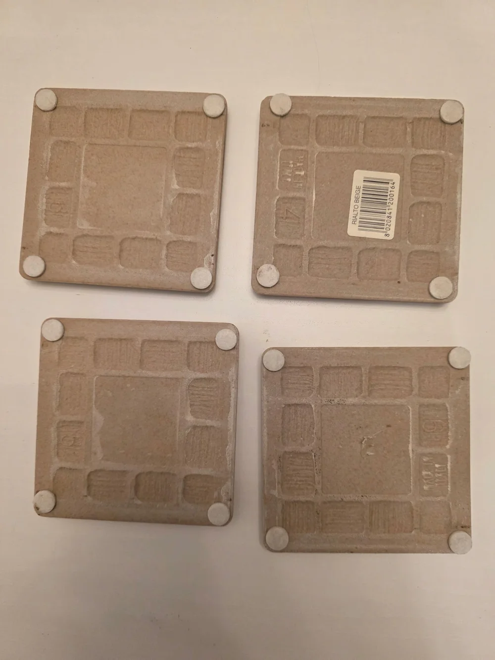 Set of 4 Floral Stone Coasters - Beige with Brown Rose Print